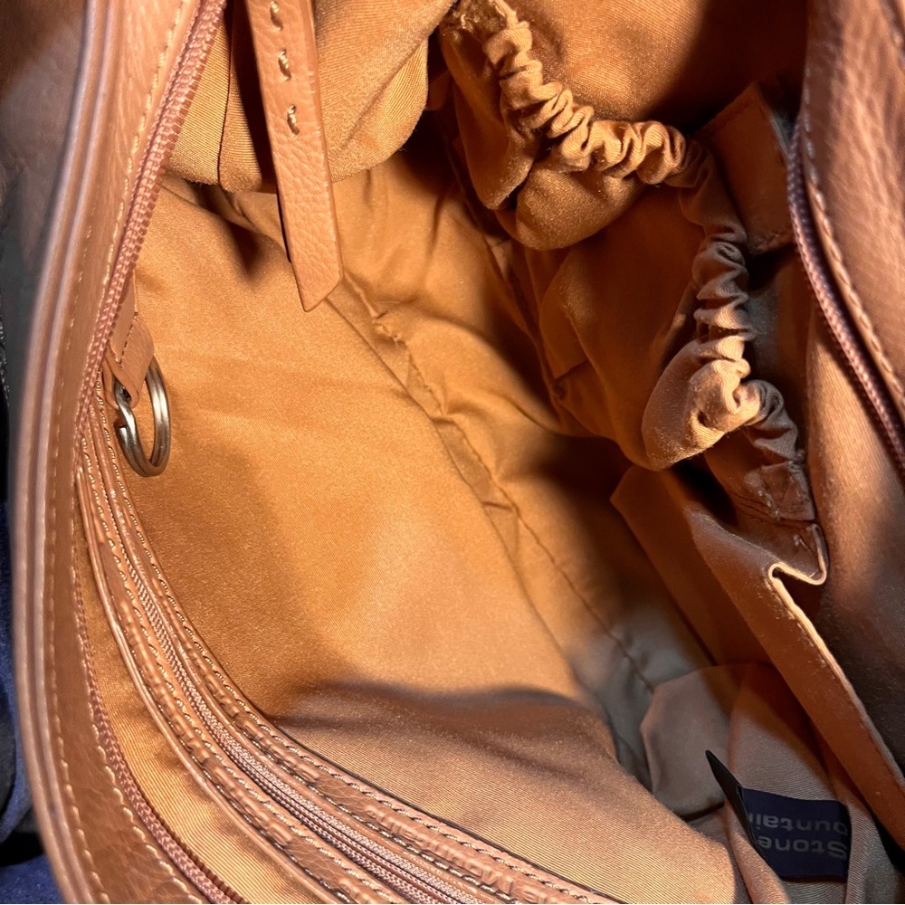Elegant Tan Vegan Leather Shoulder Bag - Picture 6 of 8